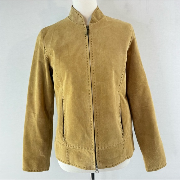 Gear For Sports Jackets & Blazers - Gear For Sports Tan Suede Leather Jacket with Whipstitch Detail